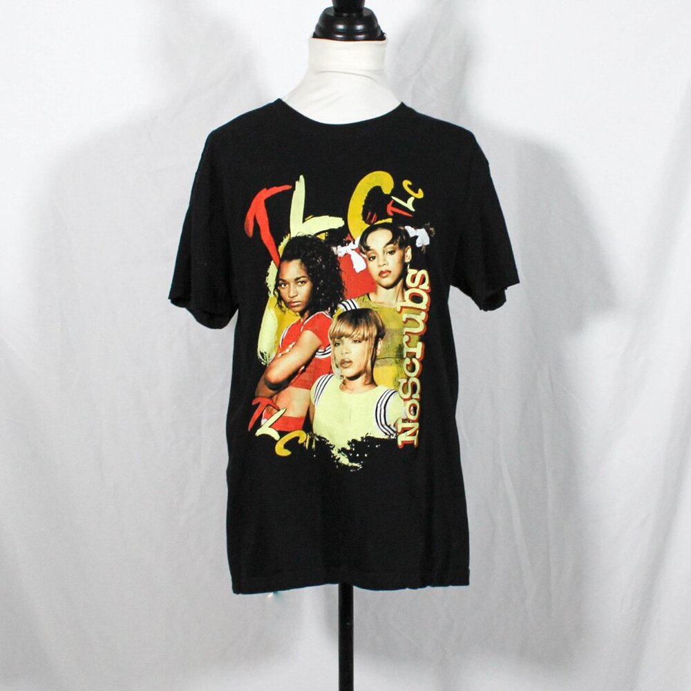 TLC No Scrubs Band Tee Black Vintage Y2K Style Shirt Size Large